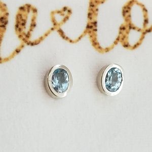 Aquamarine Sterling Silver Birthstone Earrings